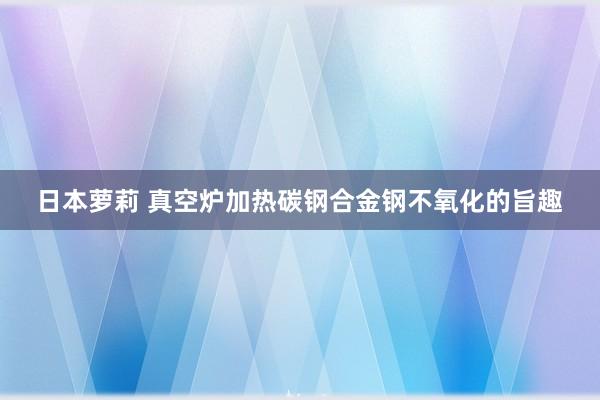 日本萝莉 真空炉加热碳钢合金钢不氧化的旨趣