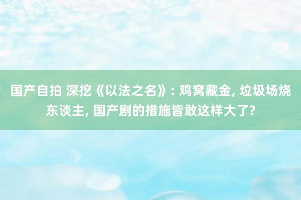 国产自拍 深挖《以法之名》: 鸡窝藏金， 垃圾场烧东谈主， 国产剧的措施皆敢这样大了?